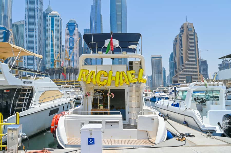 2 Hour Birthday Celebration on a Yacht in Dubai - A birthday party with Dubai as the backdrop