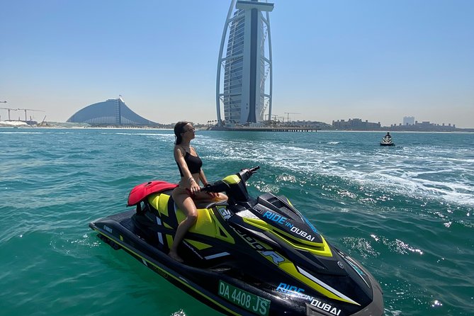 30mins Burj Al Arab Jetski Tour - Getting comfortable before the throttle opens