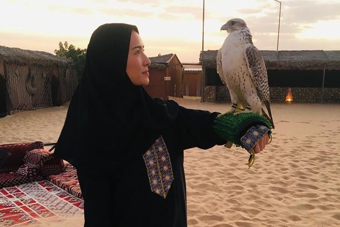 Abu Dhabi Full-Day Desert Safari - Arabic costume, falcon photos, and henna
