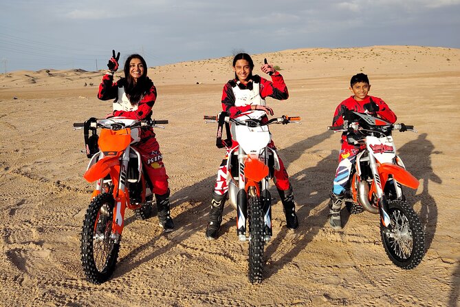 Adult Desert Motorbike Training in Dubai - The first lesson takes place on flat ground