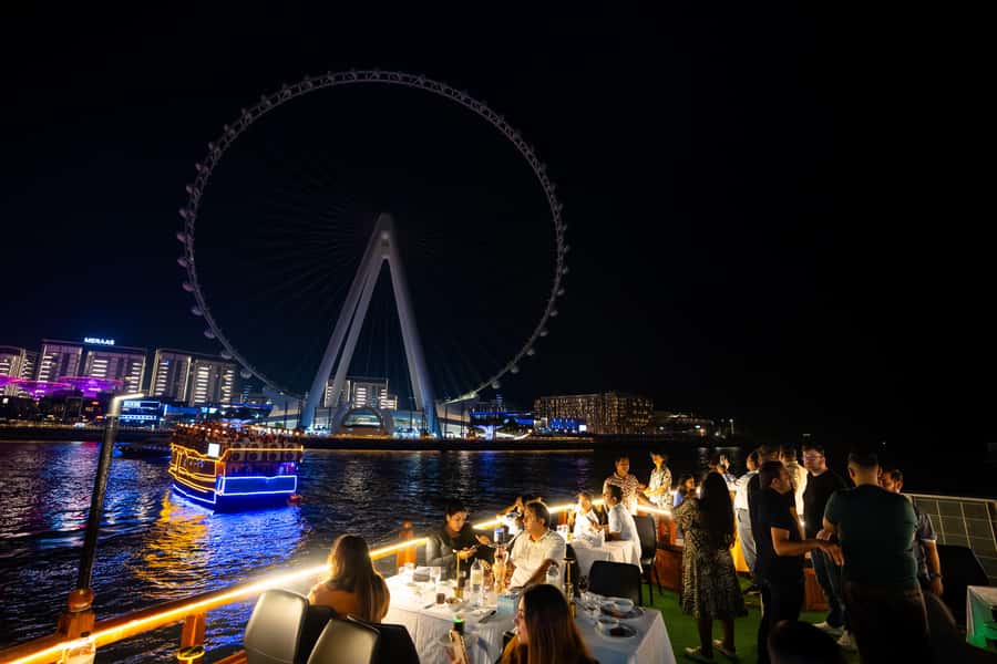 Best 5-Star Dhow Dinner Cruise Dubai Marina Jack Sparrow - Following the route through the Marina