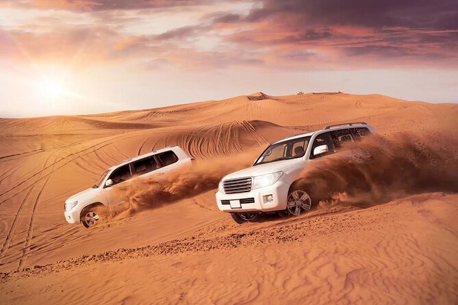 Desert Safari Dubai Sand Bashing, Camel Ride, Shows, Live BBQ - Sunset, henna, and Arabic hospitality