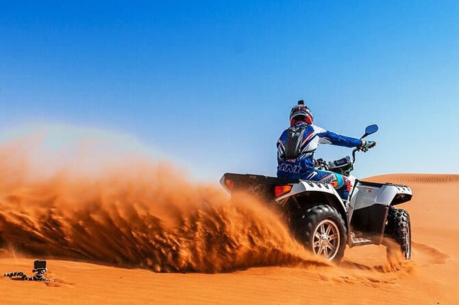 Desert Safari Dubai with BBQ Buffet Dinner - Sandboarding, camel riding, and Arabic photographs