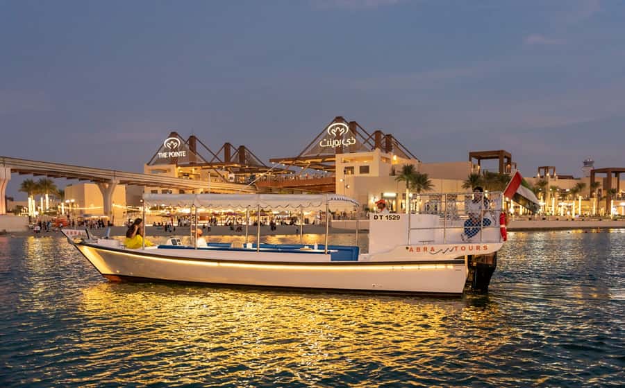Dubai: Abra Boat Tour in Atlantis, Palm, Ain Dubai & Marina - Dubai Marina Mall and the Marina skyline