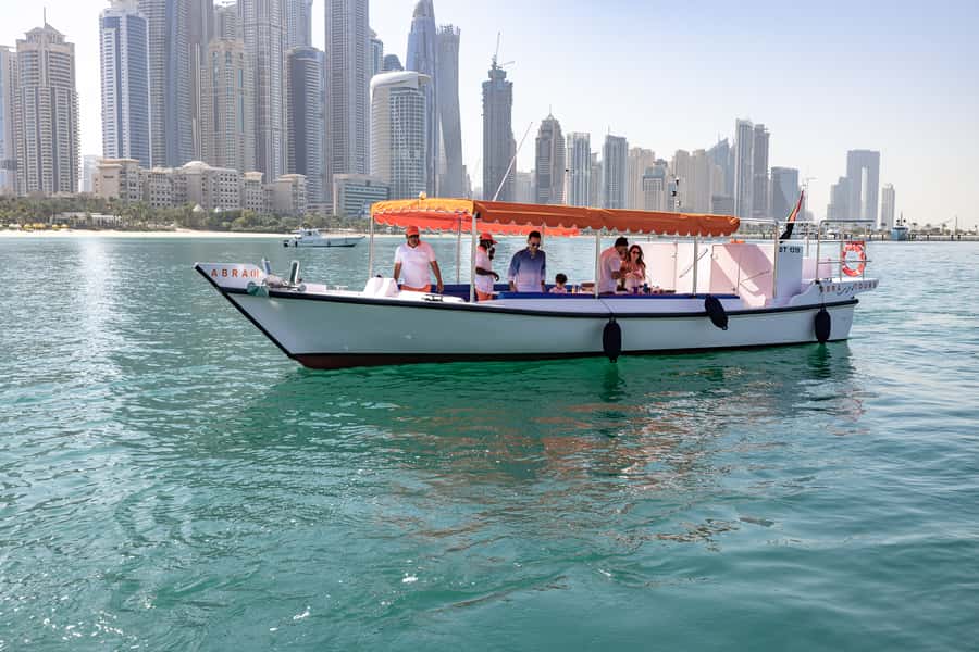 Dubai: Abra Boat Tour in Dubai Marina, Ain Dubai, JBR - Swimming, snacks, and onboard comfort