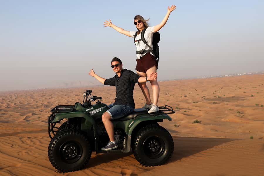 Dubai: Adventure Quad Bike Safari, Camel Ride & Refreshment - Sandboarding on the dunes
