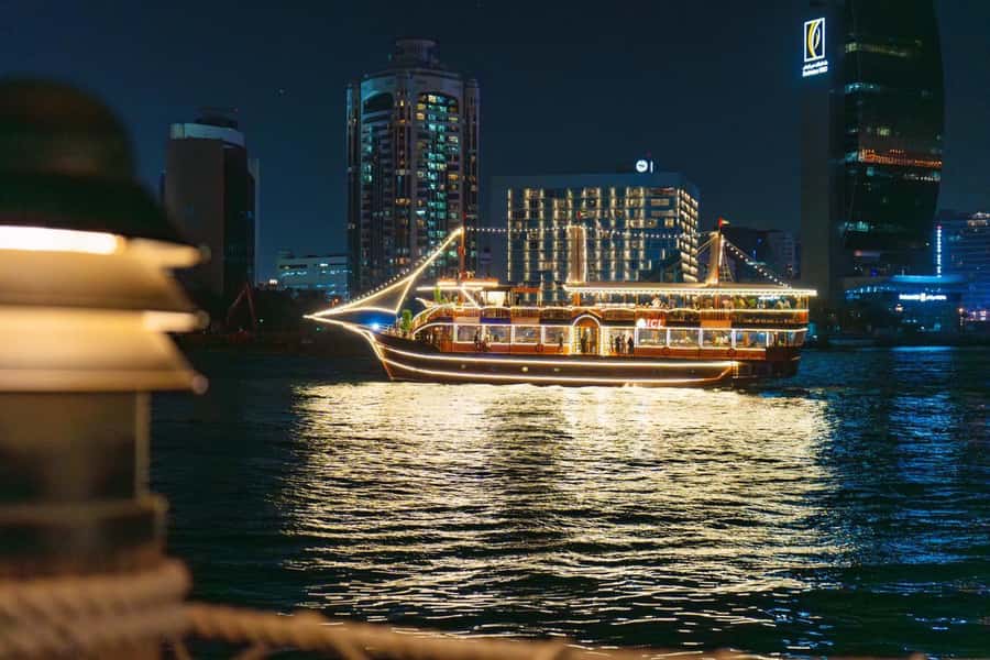 Dubai: Al Seef Largest Dhow Dinner Cruise with Live Show - Setting off from Al Seef on Dubai Creek