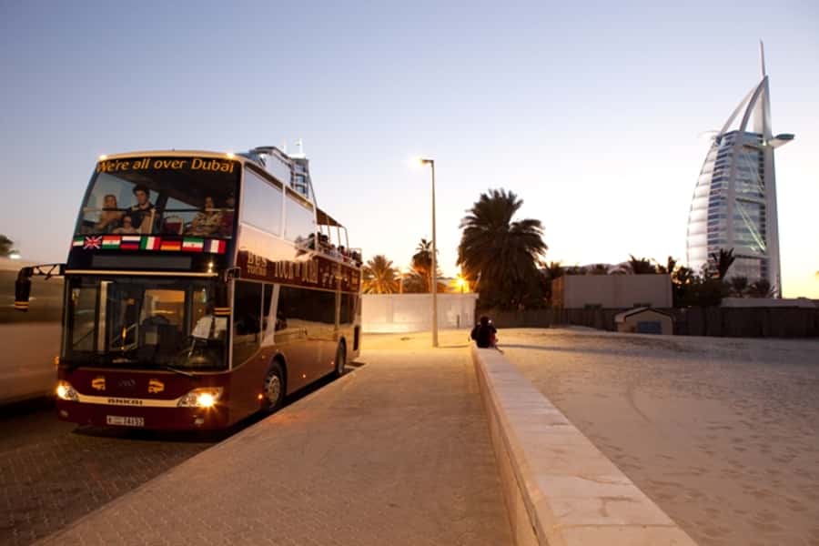 Dubai: Big Bus Panoramic Night Tour & Optional Dinner Cruise - The fountain show finale