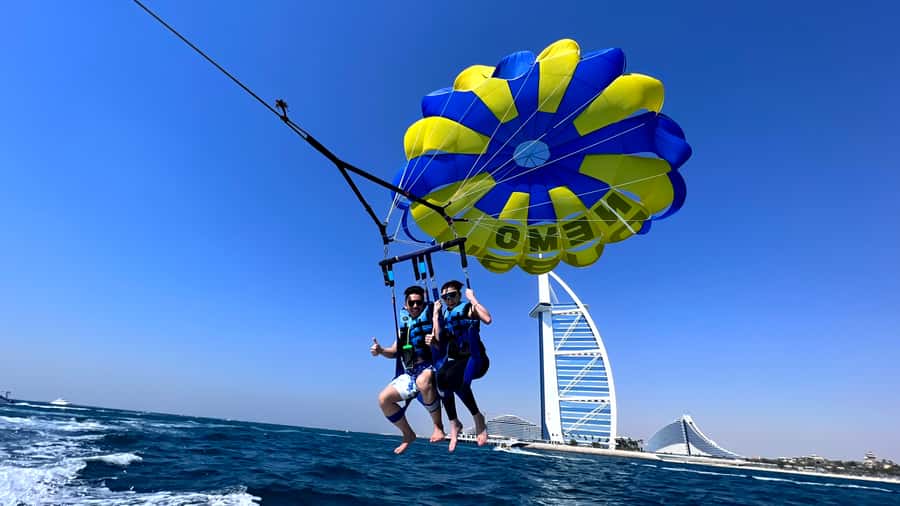 Dubai: Burj Al Arab Parasailing, Ice Cream, Pics, and Videos - Flying high beside Burj Al Arab