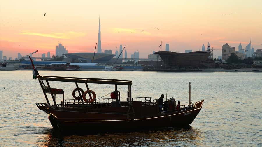 Dubai: Burj Khalifa Sunset on an Abra - Boarding the abra and getting settled