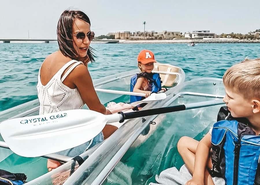 Dubai: Clear Kayaking Experience with Burj Khalifa View - Paddling between Jumeirah Bay Island and the skyline