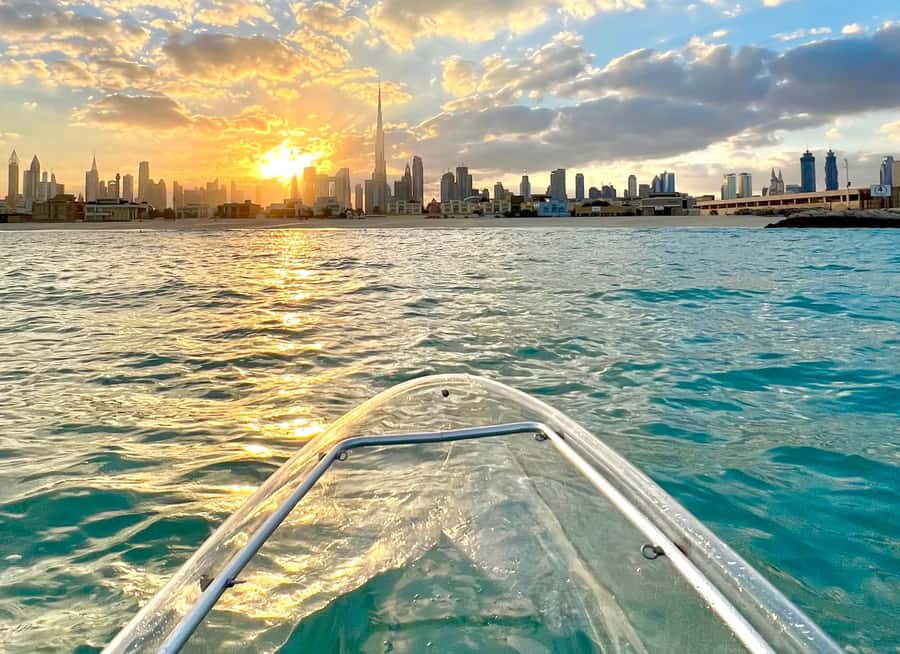 Dubai: Clear Kayaking Experience with Burj Khalifa View - Finding Crystal Clear Watersports at the fishing harbor