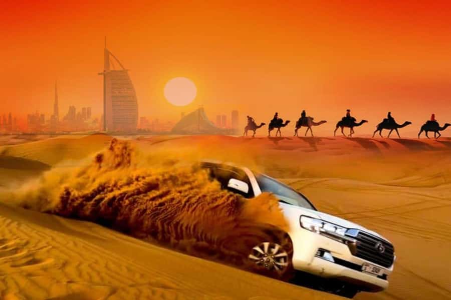 Dubai: Desert Safari Camel Riding, Sandboarding & BBQ Dinner - The seven-hour Dubai desert plan