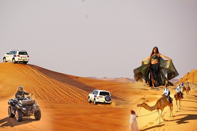 Dubai Desert Safari Dune Bashing, 60min ATV Quad, Camel Ride, BBQ - The Majlis camp and its evening program