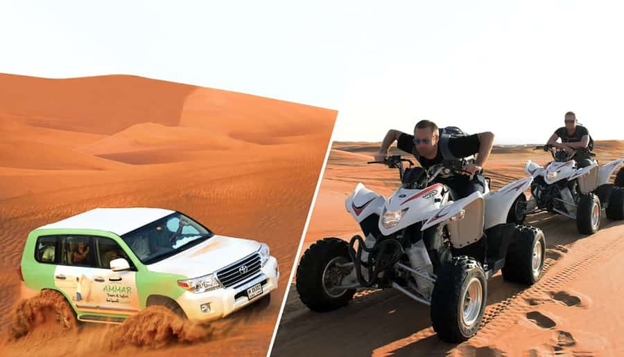 Dubai: Desert Safari, Quad Bike, Camel Ride and Sandboarding - Leaving Dubai for the red dunes of Lahbab