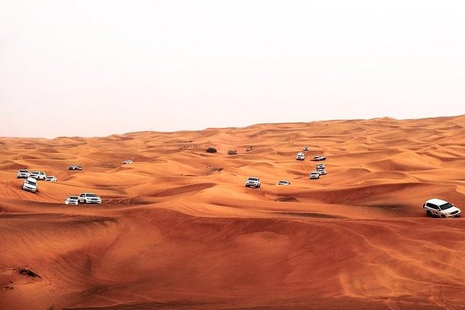 Dubai Desert Safari Red Dune: BBQ, Camel Ride & Sandboarding - Red dunes, sunset, and a busy seven-hour schedule