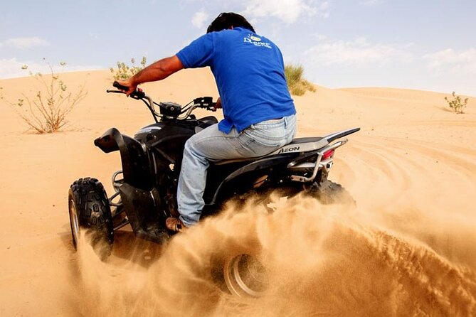 Dubai Desert Safari Tour with Quad Bike for 60mins & BBQ Dinner. - Sandboarding is short, simple, and worth trying