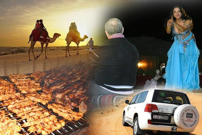 Dubai Desert Safari with Camel Ride, Show, BBQ and Transfers - Sunset views and the first desert stop