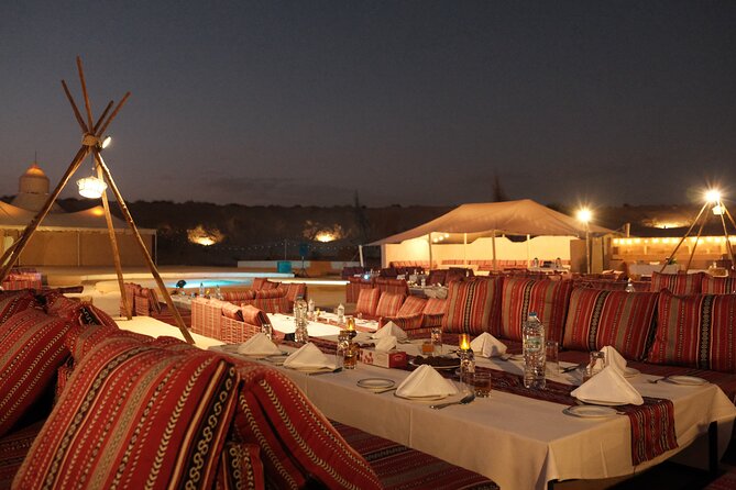 Dubai Desert Safari with Desert Camp Dinner, Camel Ride & Shows - Belly dancing, Tanura, and the fire show