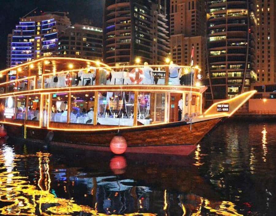 Dubai: Dhow Dinner Cruise on Creek or Marina with Live Shows - Sunset from the dhow