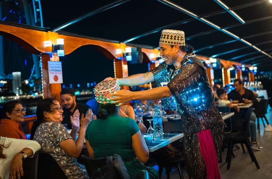 Dubai: Dinner Dhow Cruise with Live Entertainment Al Seef - What dinner is like on board