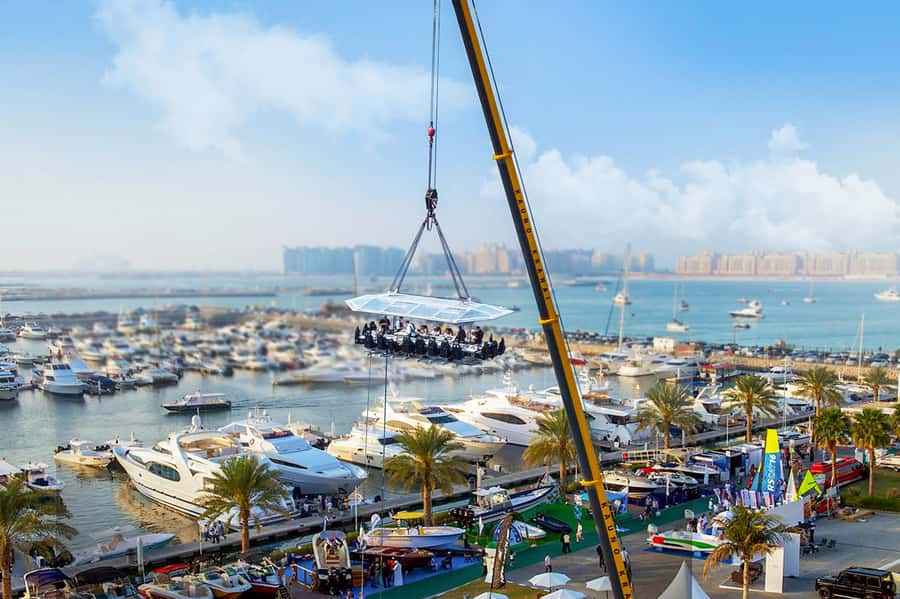 Dubai: Dinner in the Sky Experience - Sitting down at Skydive Dubai