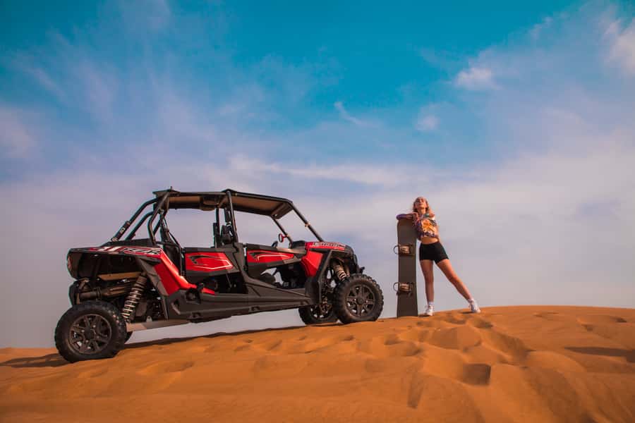 Dubai: Dune Buggy Desert Safari, Camel Ride & Sandboarding - Four hours or six hours?