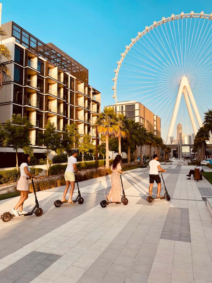 Dubai: E-Scooter Guided Tour of Marina, JBR & Bluewaters - The mosque and yacht club add contrast