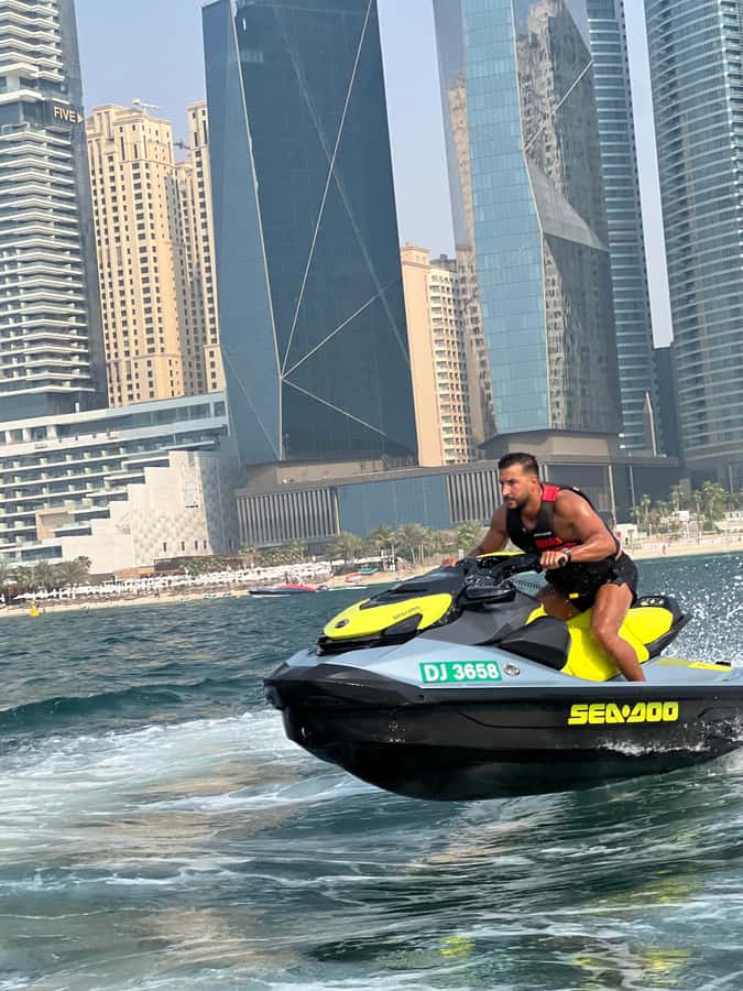 Dubai East: Guided JetsKi Ride with Sound System! - Ain Dubai from the water
