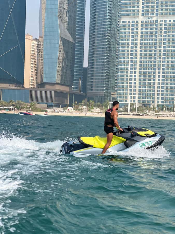 Dubai East: Guided JetsKi Ride with Sound System! - Bluewaters Island and the return ride