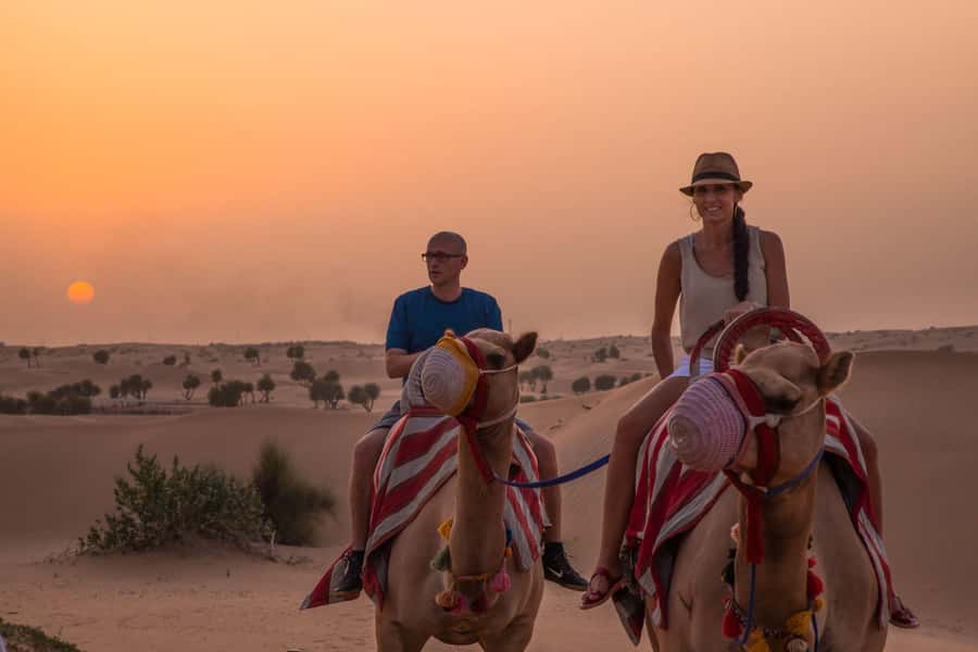 Dubai: Evening Camel Trekking & Dinner at Al Marmoom Oasis - Traditional entertainment after dark