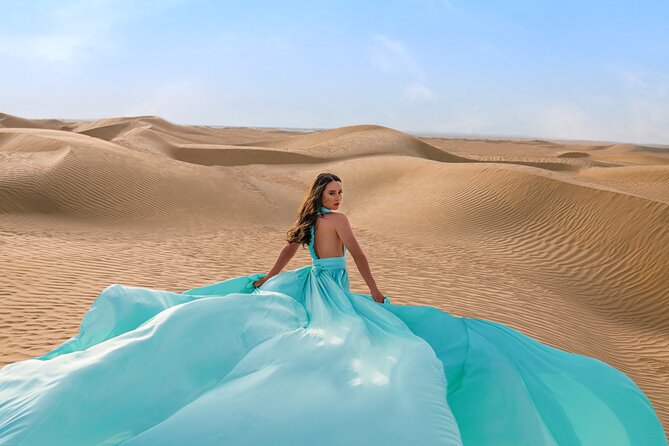Dubai Flying Dress Private Photoshoot in the Desert - Adding makeup, hair styling, or henna