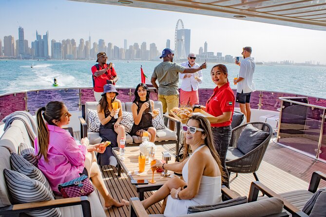 Dubai Harbour Super Yacht Experience with gourmet & Drinks - A super yacht setting for about $99