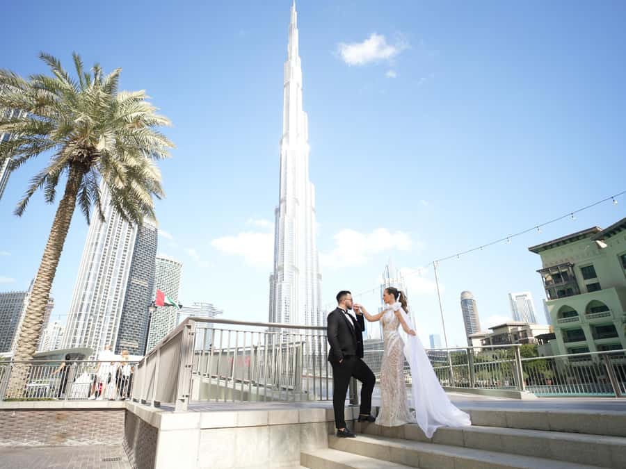 Dubai: Iconic Burj Khalifa Pre-Wedding Photoshoot - Finishing near the Burj Khalifa