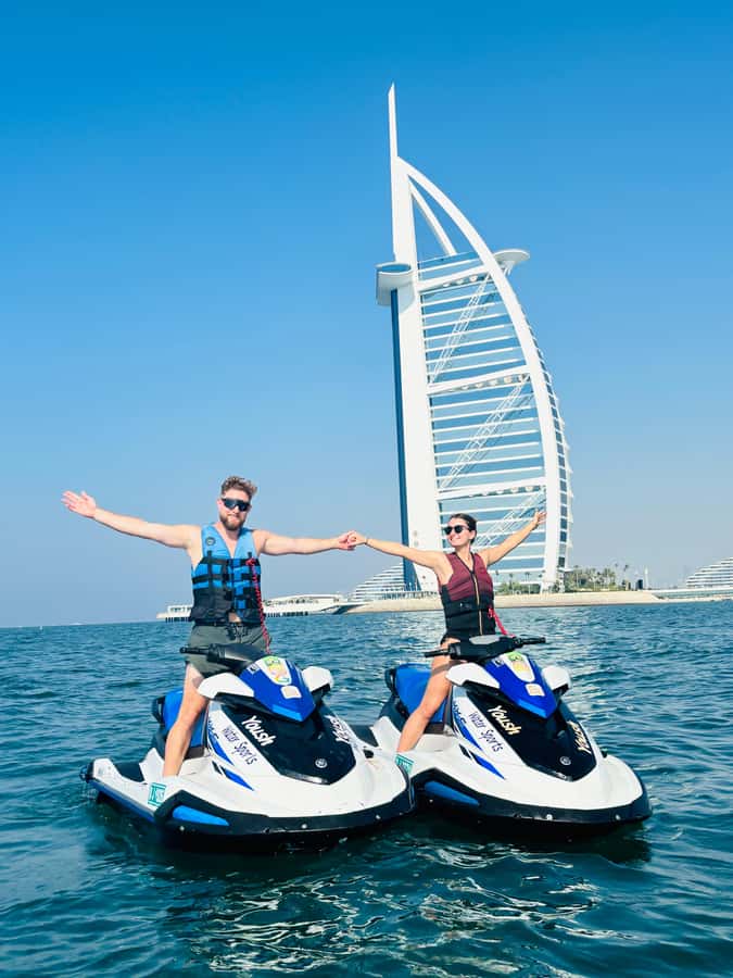 Dubai: Jet Ski 30Min & 30Min Jet Car Burj Al Arab Adventure - The jet ski run toward Dubai’s sail-shaped hotel