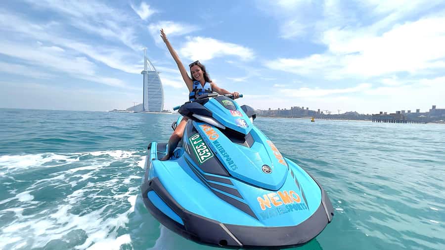 Dubai Jet Ski: Burj Khalifa, Burj Al Arab, Pics & Ice Cream! - Atlantis The Royal and the wider Dubai view