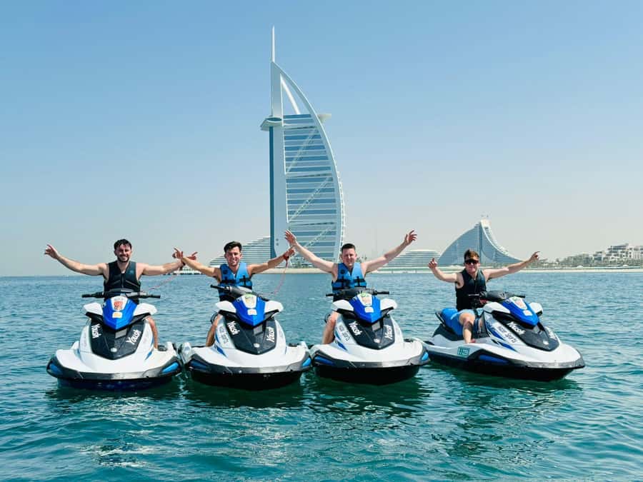 Dubai: Jet Ski Tour of Burj Al Arab & Atlantis the Palm - The return ride toward Dubai Marina and Burj Khalifa