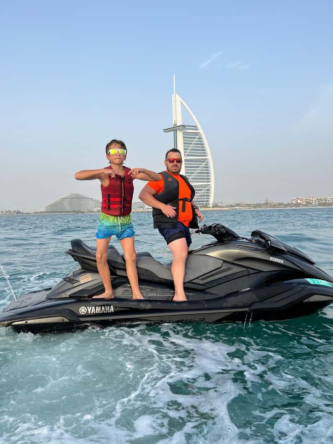 Dubai: Jet Ski Tour To Dubai marina, JBR - Passing the private island and viewing Burj Khalifa