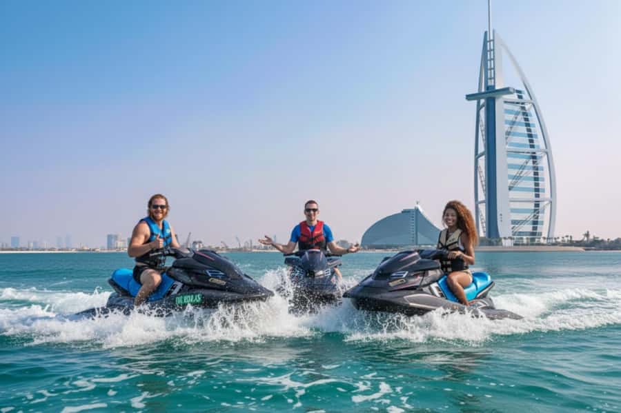 Dubai: Jetski, Burj Khalifa, Burj Al Arab, Juice, & Photos - Riding toward the Burj Khalifa