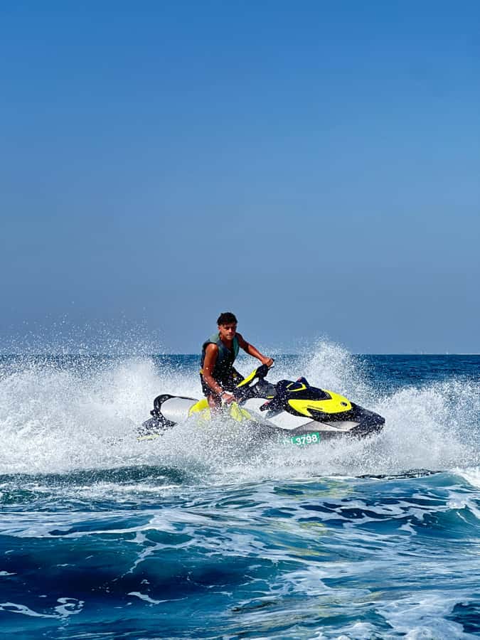 Dubai: Jetski Tour to Dubai Eye, JBR, Palm & Burj Al Arab - Leaving the marina for Bluewaters Island