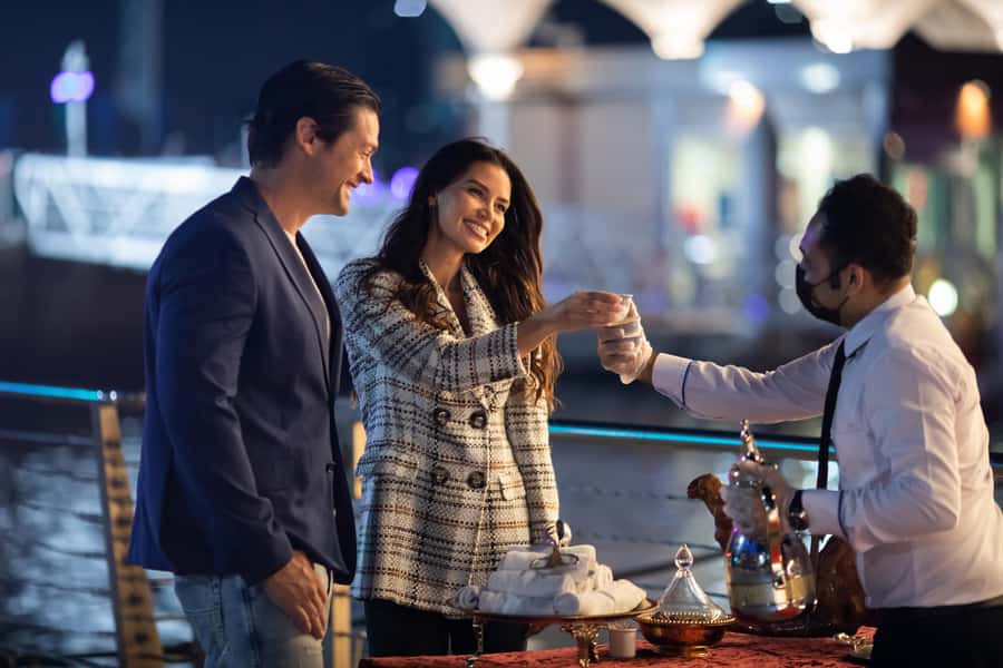 Dubai: Luxury Canal Dinner Cruise with Optional Transfers - Welcome coffee, dates, and a proper boarding routine