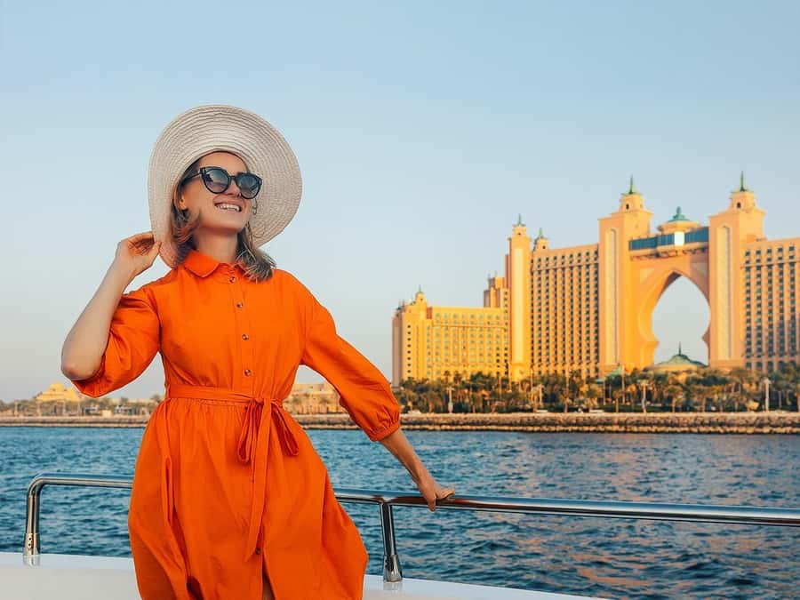 Dubai: Luxury Sunset Yacht Tour with Snacks and Drinks - JBR and Dubai Marina at golden hour