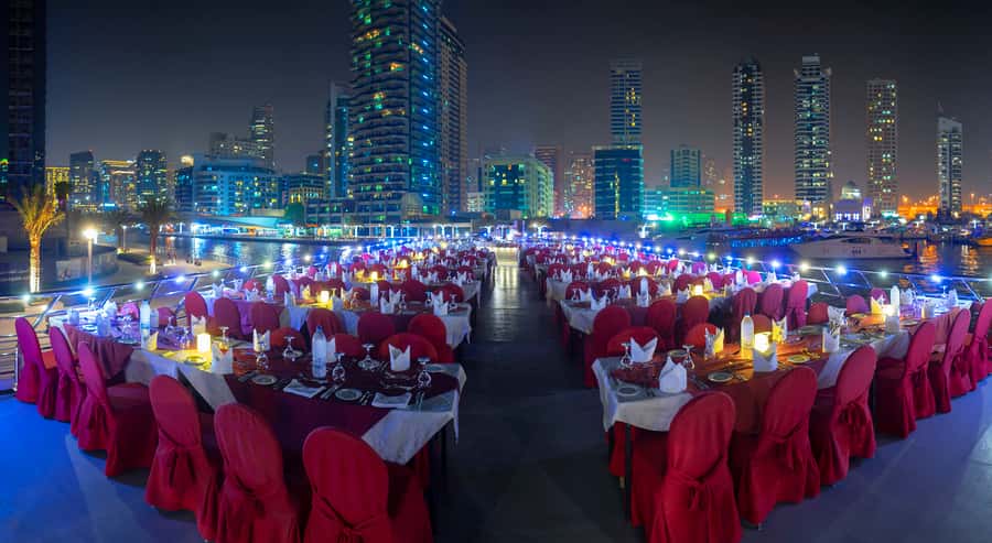 Dubai: Marina Luxury Dhow Dinner Cruise - Boarding the dhow and the Arabic welcome