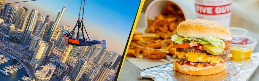 Dubai: Marina Ziplining with Photos, Video and Meal - Photos, video, and the Five Guys meal