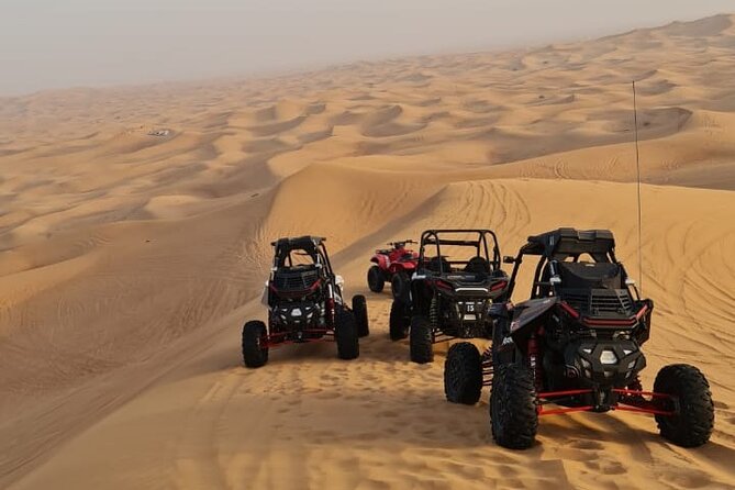 Dubai Morning Buggy Dunes Safari with Sandboarding & Camel Ride - Sandboarding on Lahbab’s slopes