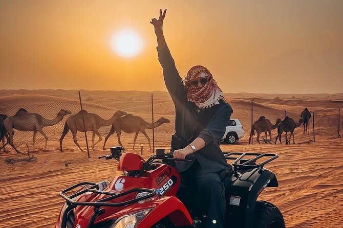 Dubai: Morning Quad bike & Safari Adventure , Sandboarding, camel - A 30-minute quad-bike session in the desert