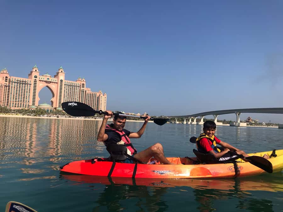 Dubai: Palm Jumeirah Guided Kayaking Tour - The Beach Stop With Dubai Marina Views