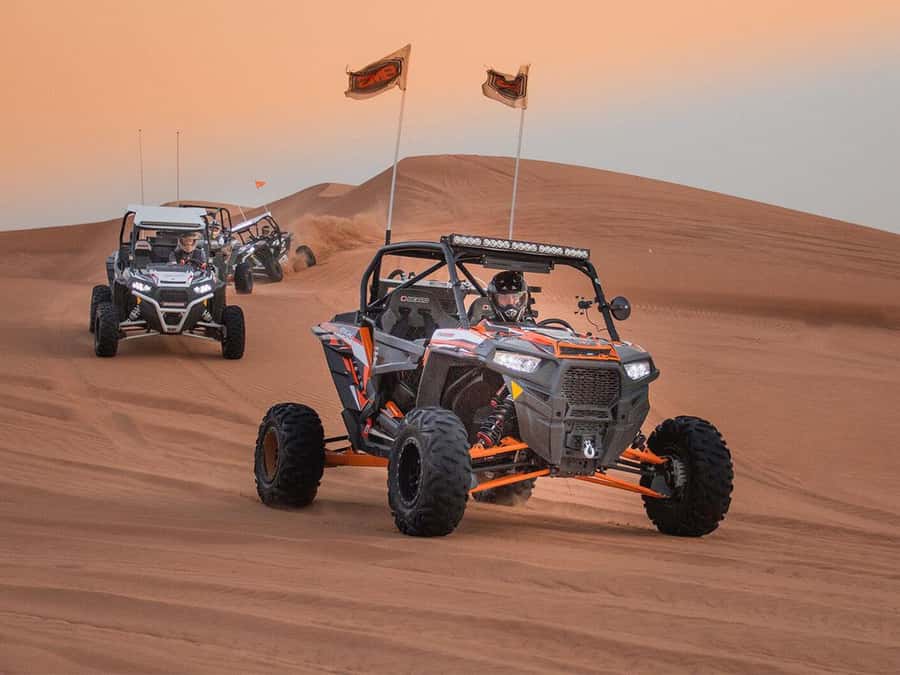 Dubai: Polaris RZR 1000 CC dune buggy - The desert transfer and arrival