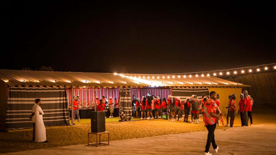 Dubai: Premium Red Dune Safari with Sandboarding & BBQ - BBQ dinner and live shows