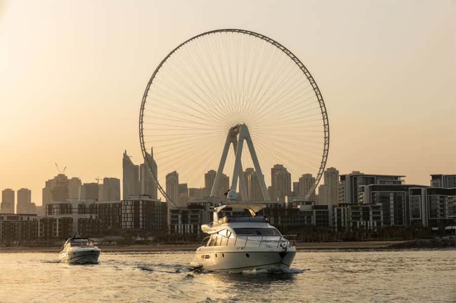 Dubai: Private Luxury Yacht Cruise for up to 20 People - Ain Dubai and Bluewaters Island from the sea